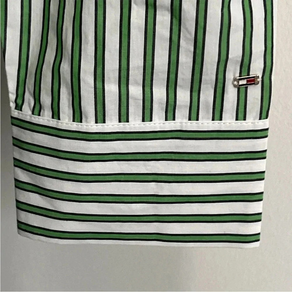 Tommy Hilfiger Women's‎ 42 (L) Button Shirt Green Stripped Preppy Colorful - Picture 3 of 11